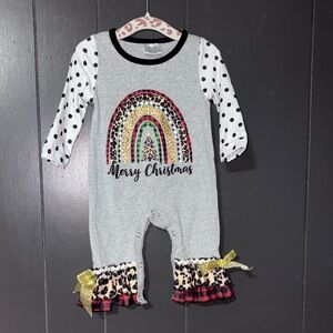 Festive Baby Romper with Rainbow and Polka Dots